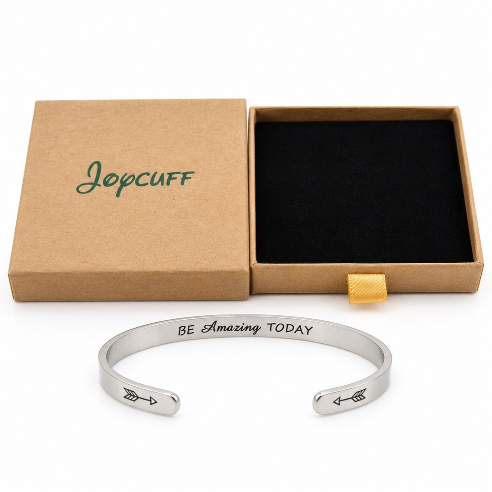 Joycuff Silver Tone Be Amazing Today Inspirational Engraved Cuff Bracelet New